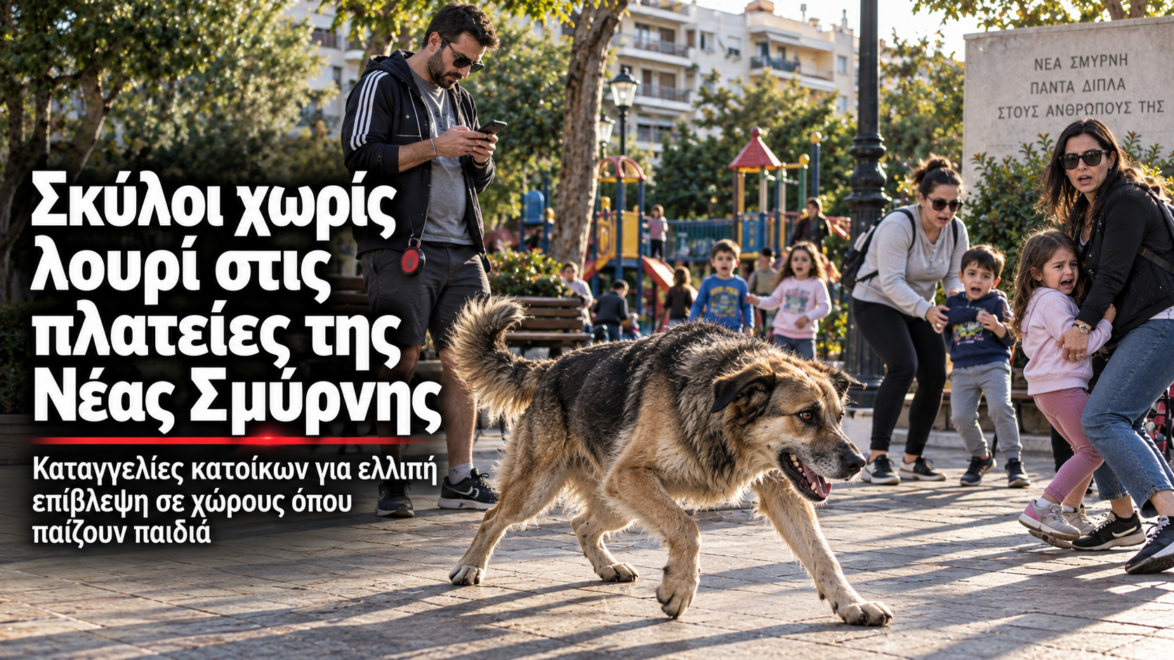 Αυξανόμενες καταγγελίες για σκύλους χωρίς λουρί στις πλατείες της Νέας Σμύρνης